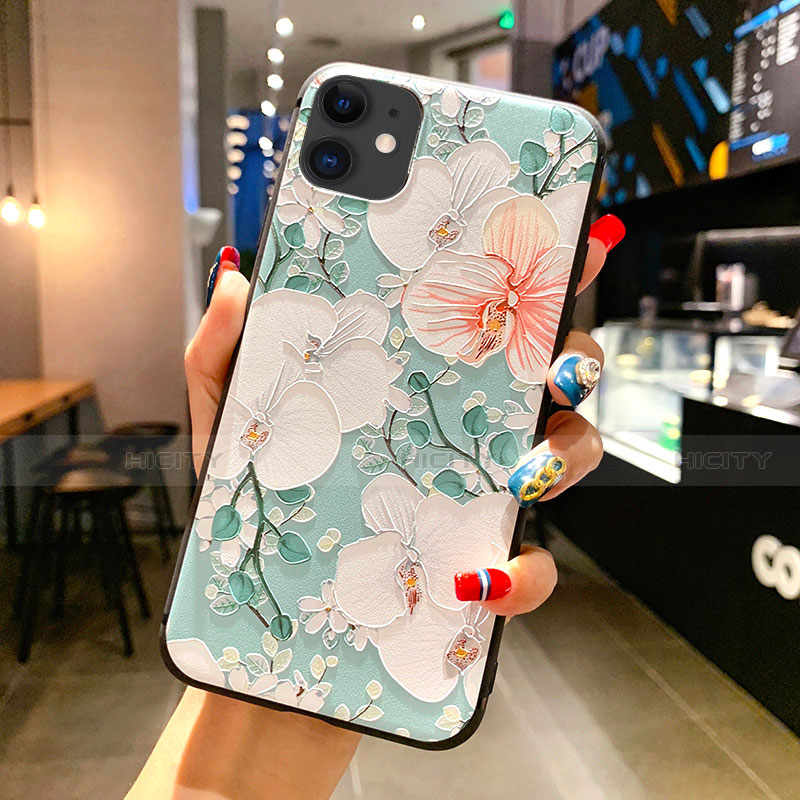 Coque Silicone Fleurs Souple Couleur Unie Etui Housse H16 pour Apple iPhone 11 Plus