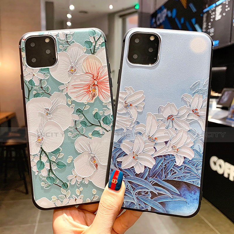 Coque Silicone Fleurs Souple Couleur Unie Etui Housse H16 pour Apple iPhone 11 Pro Max Plus