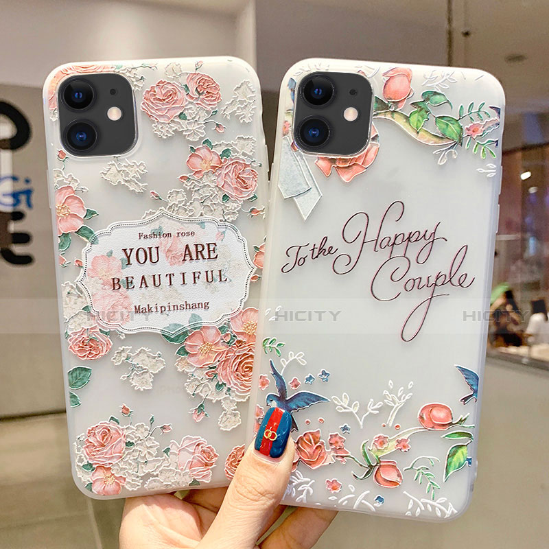 Coque Silicone Fleurs Souple Couleur Unie Etui Housse H17 pour Apple iPhone 11 Plus