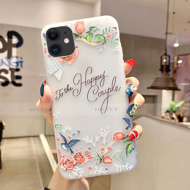 Coque Silicone Fleurs Souple Couleur Unie Etui Housse H17 pour Apple iPhone 11 Plus