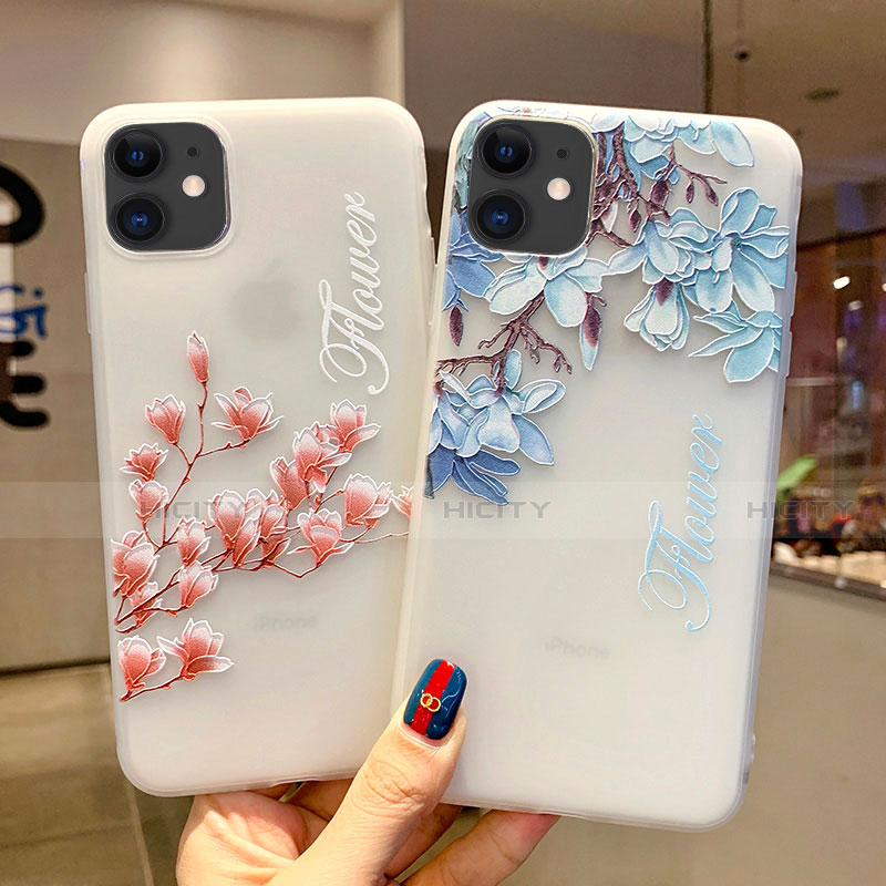 Coque Silicone Fleurs Souple Couleur Unie Etui Housse H18 pour Apple iPhone 11 Plus