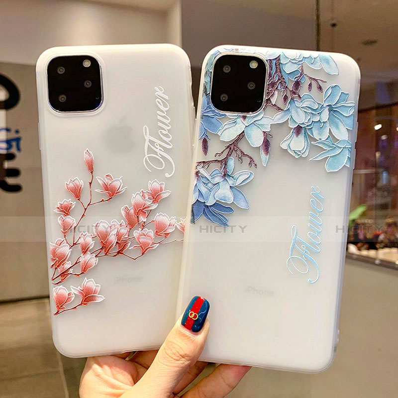 Coque Silicone Fleurs Souple Couleur Unie Etui Housse H18 pour Apple iPhone 11 Pro Plus