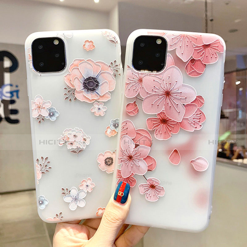 Coque Silicone Fleurs Souple Couleur Unie Etui Housse H19 pour Apple iPhone 11 Pro Plus