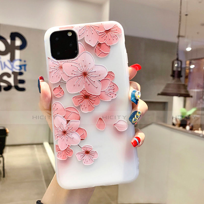 Coque Silicone Fleurs Souple Couleur Unie Etui Housse H19 pour Apple iPhone 11 Pro Plus