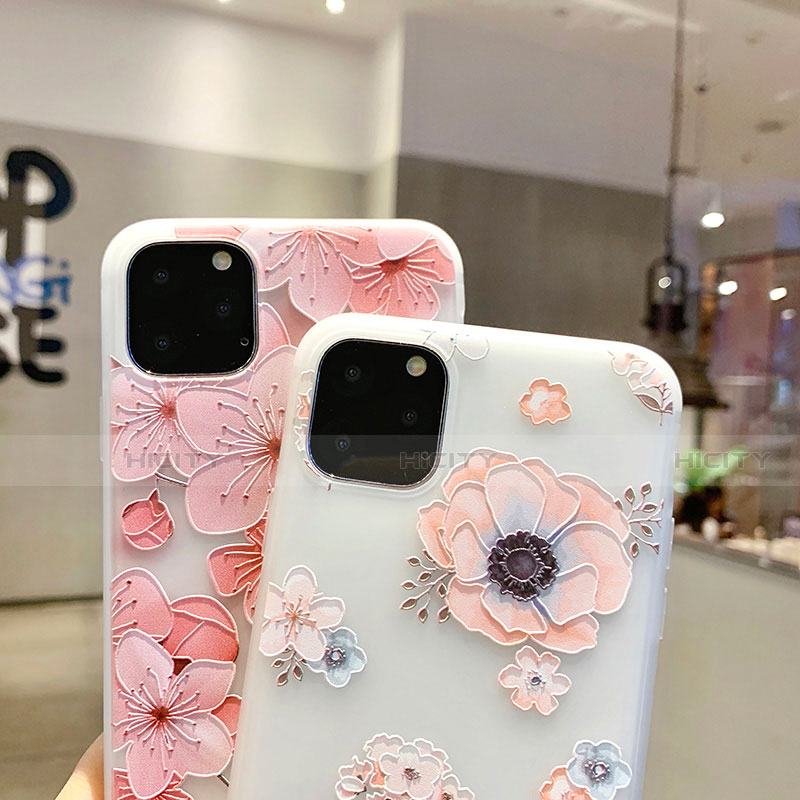 Coque Silicone Fleurs Souple Couleur Unie Etui Housse H19 pour Apple iPhone 11 Pro Plus