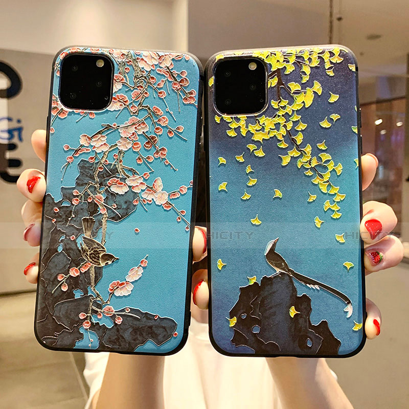 Coque Silicone Fleurs Souple Couleur Unie Etui Housse H20 pour Apple iPhone 11 Pro Plus