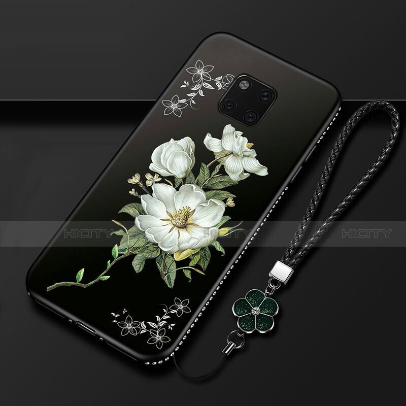 Coque Silicone Fleurs Souple Couleur Unie Etui Housse K01 pour Huawei Mate 20 Pro Noir Plus