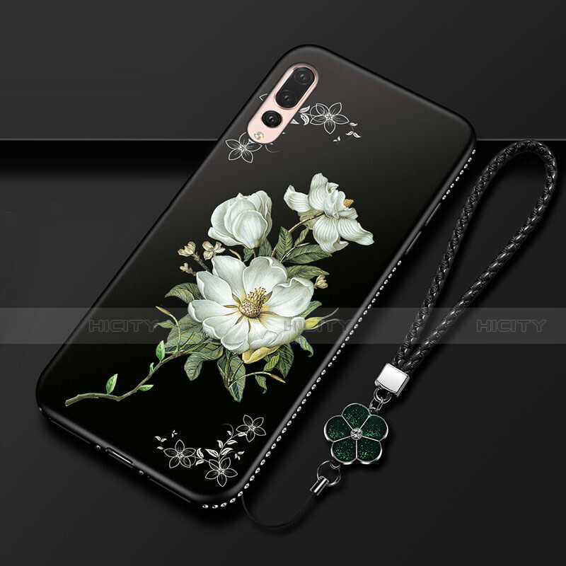 Coque Silicone Fleurs Souple Couleur Unie Etui Housse K01 pour Huawei P20 Pro Noir Plus