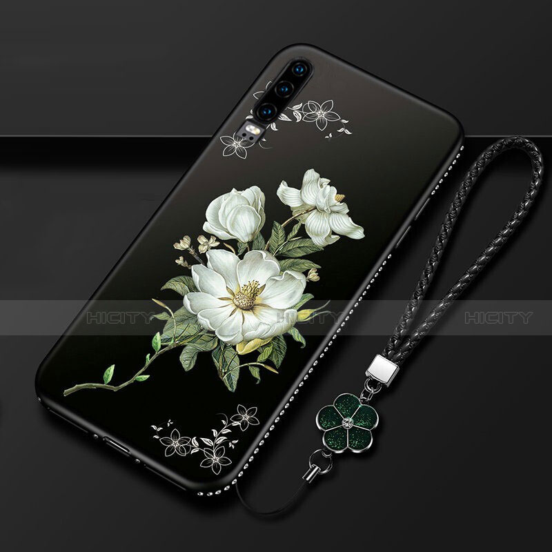 Coque Silicone Fleurs Souple Couleur Unie Etui Housse K01 pour Huawei P30 Noir Plus