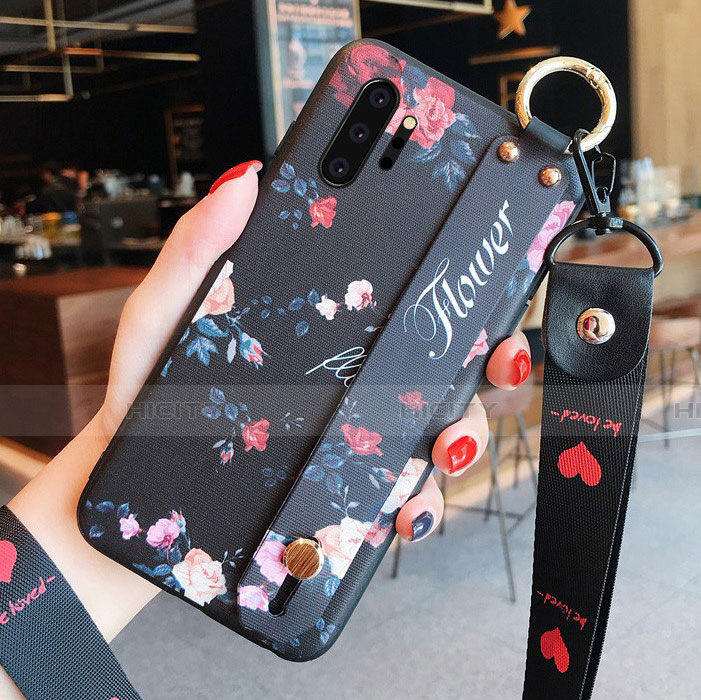 Coque Silicone Fleurs Souple Couleur Unie Etui Housse K01 pour Samsung Galaxy Note 10 Plus 5G Noir Plus