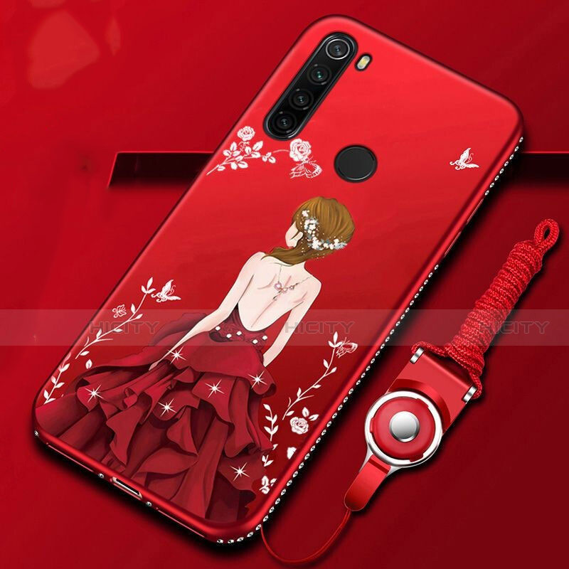 Coque Silicone Fleurs Souple Couleur Unie Etui Housse K01 pour Xiaomi Redmi Note 8 (2021) Rouge Plus