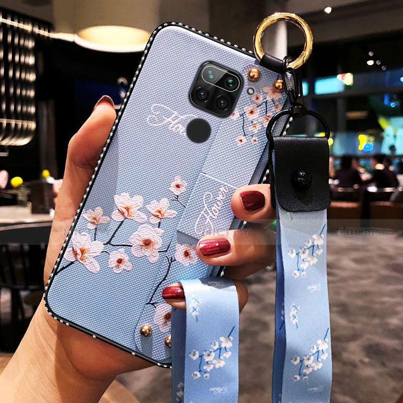 Coque Silicone Fleurs Souple Couleur Unie Etui Housse K01 pour Xiaomi Redmi Note 9 Bleu Ciel Plus