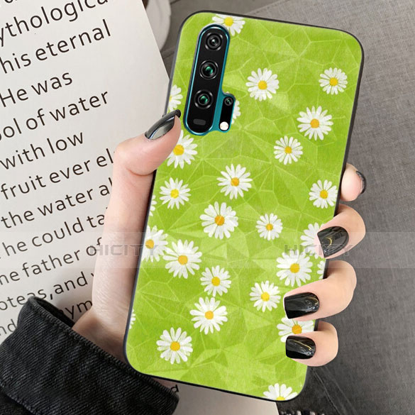 Coque Silicone Fleurs Souple Couleur Unie Etui Housse K03 pour Huawei Honor 20 Pro Vert Plus