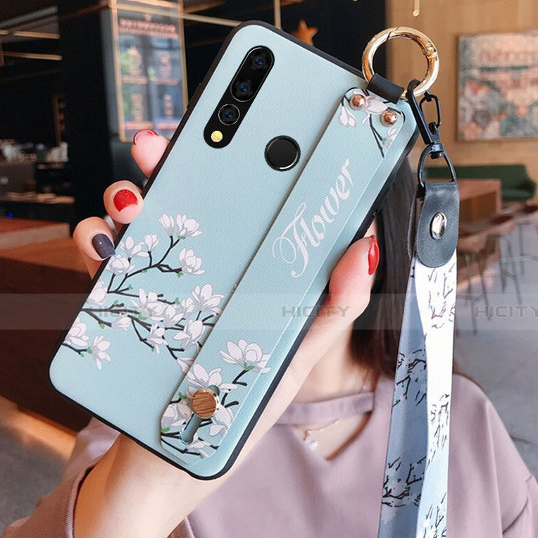 Coque Silicone Fleurs Souple Couleur Unie Etui Housse K03 pour Huawei Honor 20i Bleu Ciel Plus