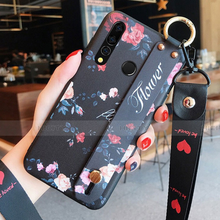 Coque Silicone Fleurs Souple Couleur Unie Etui Housse K03 pour Huawei P Smart+ Plus (2019) Noir Plus