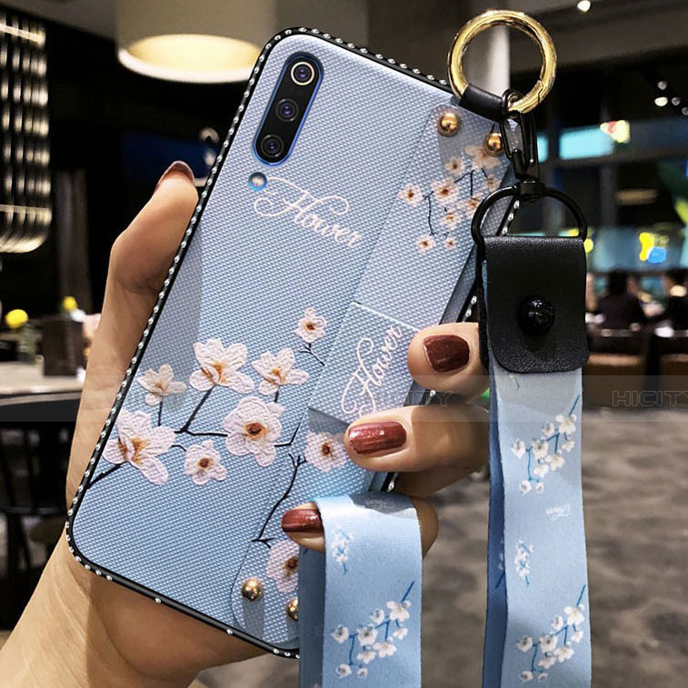 Coque Silicone Fleurs Souple Couleur Unie Etui Housse K05 pour Xiaomi Mi A3 Bleu Ciel Plus