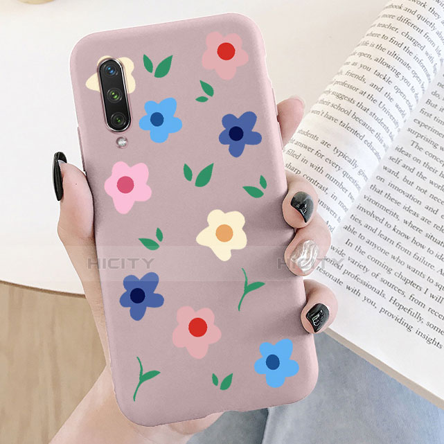 Coque Silicone Fleurs Souple Couleur Unie Etui Housse K07 pour Xiaomi Mi A3 Or Rose Plus