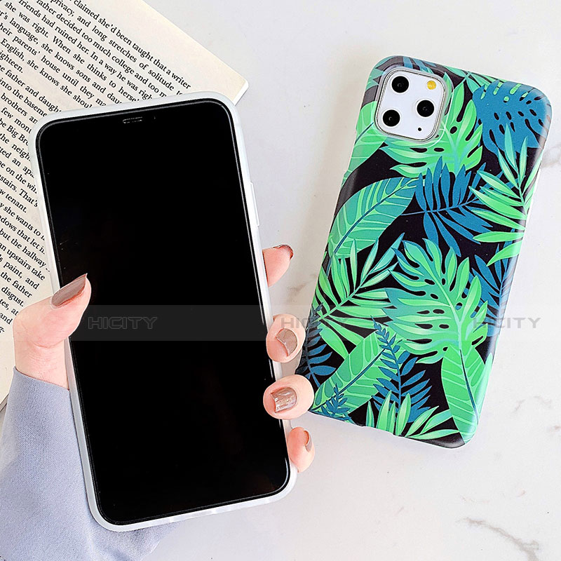 Coque Silicone Fleurs Souple Couleur Unie Etui Housse pour Apple iPhone 11 Pro Plus