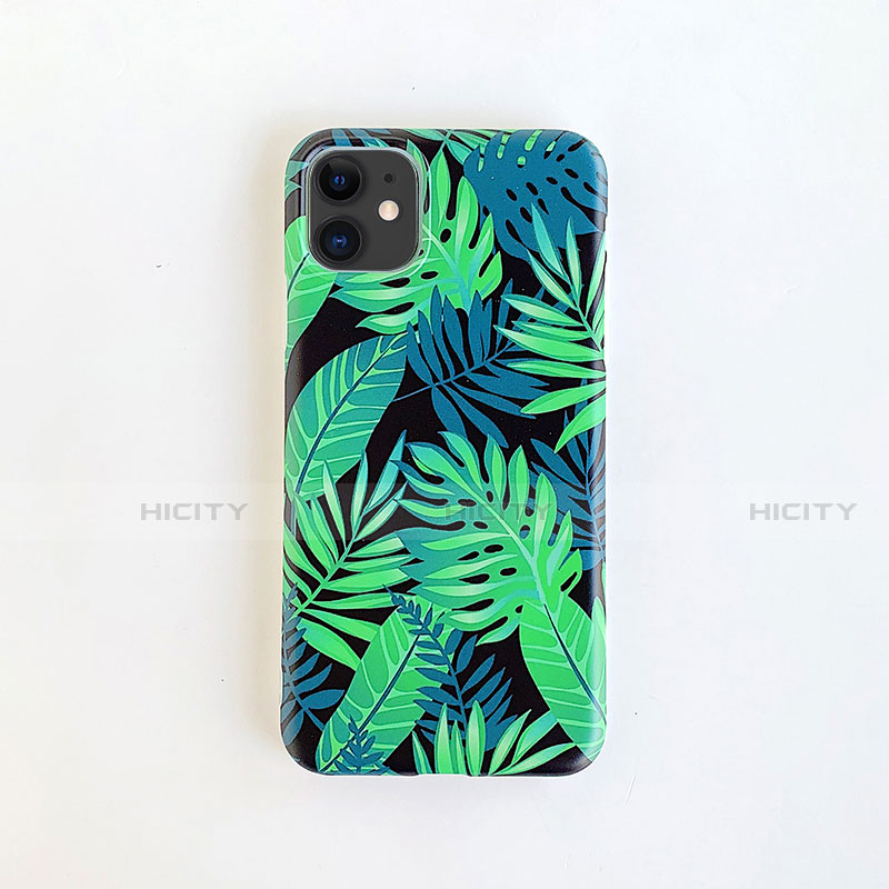 Coque Silicone Fleurs Souple Couleur Unie Etui Housse pour Apple iPhone 11 Vert Plus