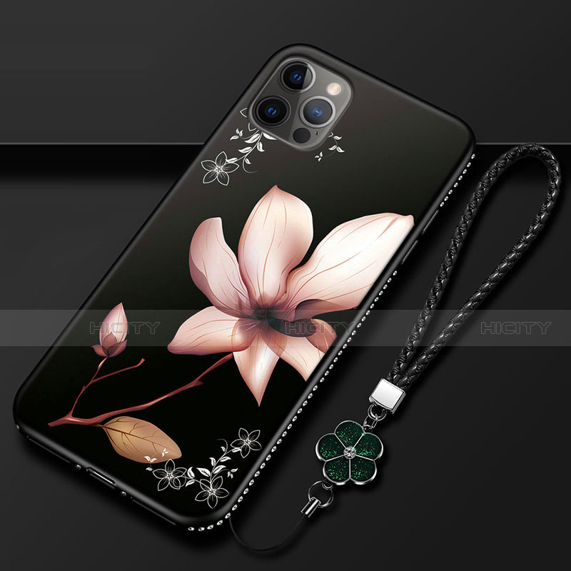 Coque Silicone Fleurs Souple Couleur Unie Etui Housse pour Apple iPhone 12 Pro Plus