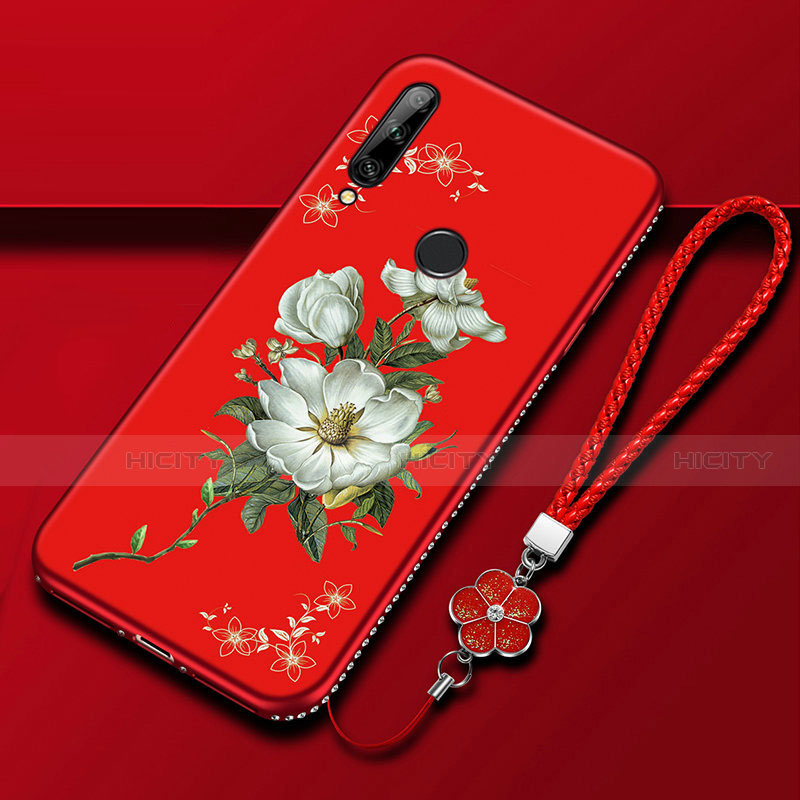 Coque Silicone Fleurs Souple Couleur Unie Etui Housse pour Huawei Enjoy 10 Plus Rouge Plus