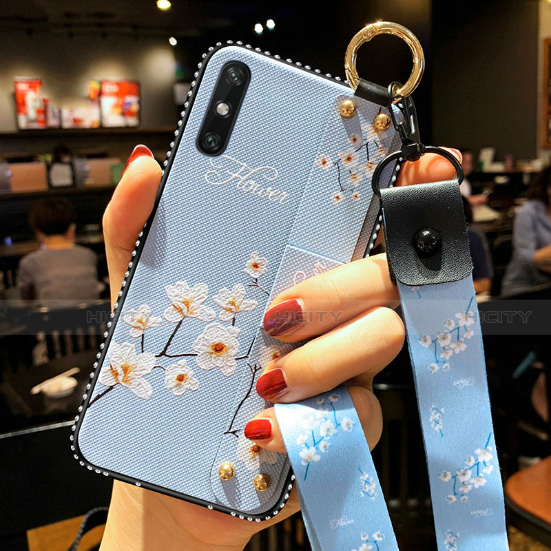 Coque Silicone Fleurs Souple Couleur Unie Etui Housse pour Huawei Enjoy 10e Bleu Ciel Plus