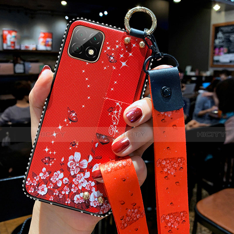 Coque Silicone Fleurs Souple Couleur Unie Etui Housse pour Huawei Enjoy 20 5G Rouge Plus