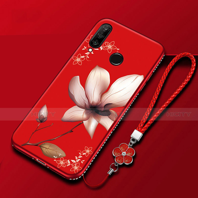 Coque Silicone Fleurs Souple Couleur Unie Etui Housse pour Huawei Honor 20i Rouge Plus