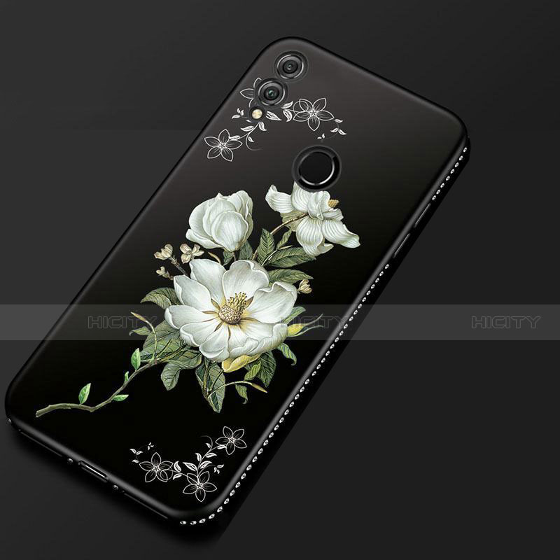 Coque Silicone Fleurs Souple Couleur Unie Etui Housse pour Huawei Honor 8X Noir Plus