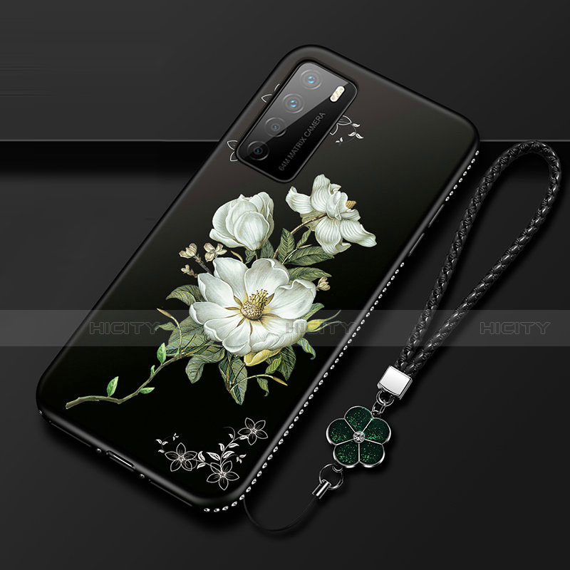 Coque Silicone Fleurs Souple Couleur Unie Etui Housse pour Huawei Honor Play4 5G Blanc Plus