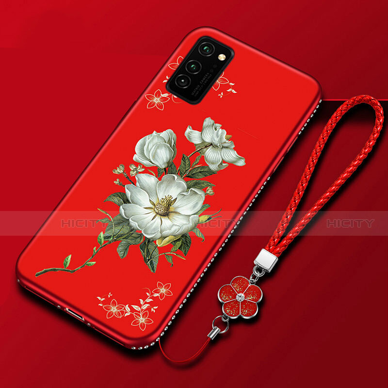 Coque Silicone Fleurs Souple Couleur Unie Etui Housse pour Huawei Honor V30 5G Plus