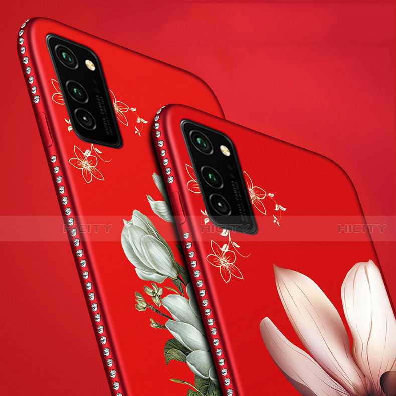 Coque Silicone Fleurs Souple Couleur Unie Etui Housse pour Huawei Honor View 30 5G Plus