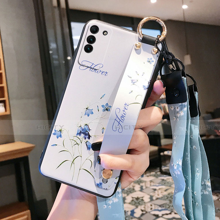 Coque Silicone Fleurs Souple Couleur Unie Etui Housse pour Huawei Honor X10 5G Blanc Plus