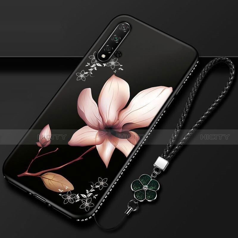 Coque Silicone Fleurs Souple Couleur Unie Etui Housse pour Huawei Nova 5 Plus