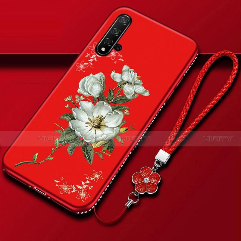 Coque Silicone Fleurs Souple Couleur Unie Etui Housse pour Huawei Nova 5 Pro Plus