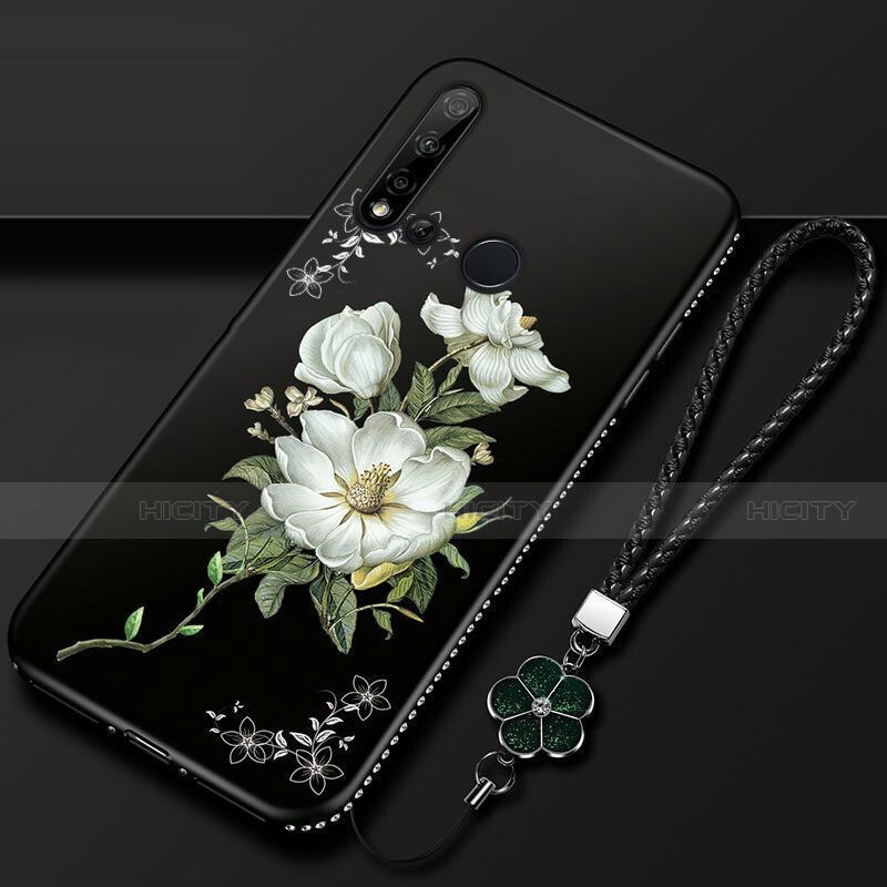 Coque Silicone Fleurs Souple Couleur Unie Etui Housse pour Huawei Nova 5i Blanc Plus