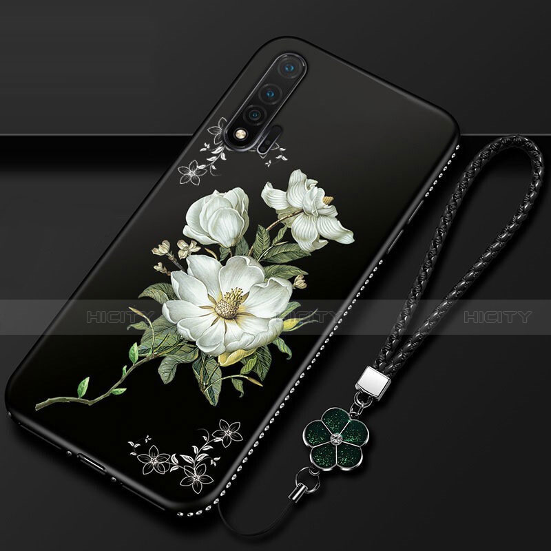 Coque Silicone Fleurs Souple Couleur Unie Etui Housse pour Huawei Nova 6 Blanc Plus