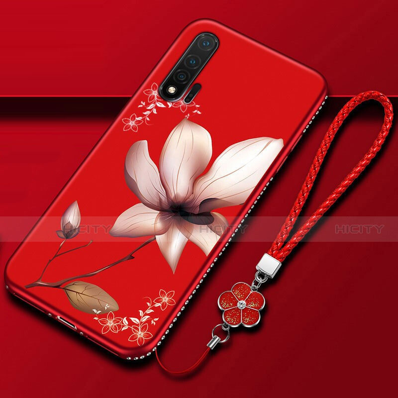 Coque Silicone Fleurs Souple Couleur Unie Etui Housse pour Huawei Nova 6 Plus