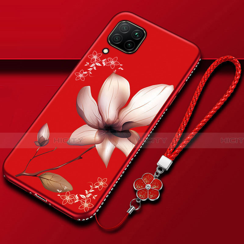 Coque Silicone Fleurs Souple Couleur Unie Etui Housse pour Huawei Nova 7i Vin Rouge Plus