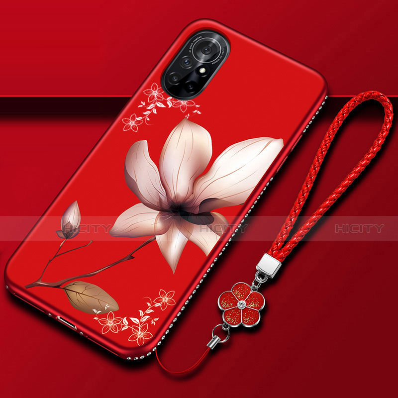 Coque Silicone Fleurs Souple Couleur Unie Etui Housse pour Huawei Nova 8 5G Rose Plus