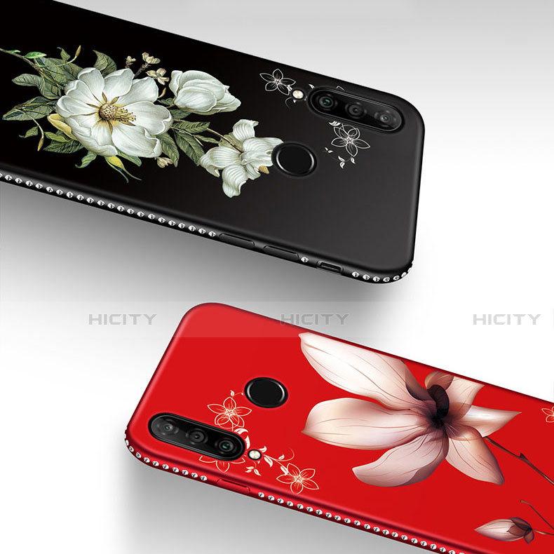 Coque Silicone Fleurs Souple Couleur Unie Etui Housse pour Huawei P Smart+ Plus (2019) Plus