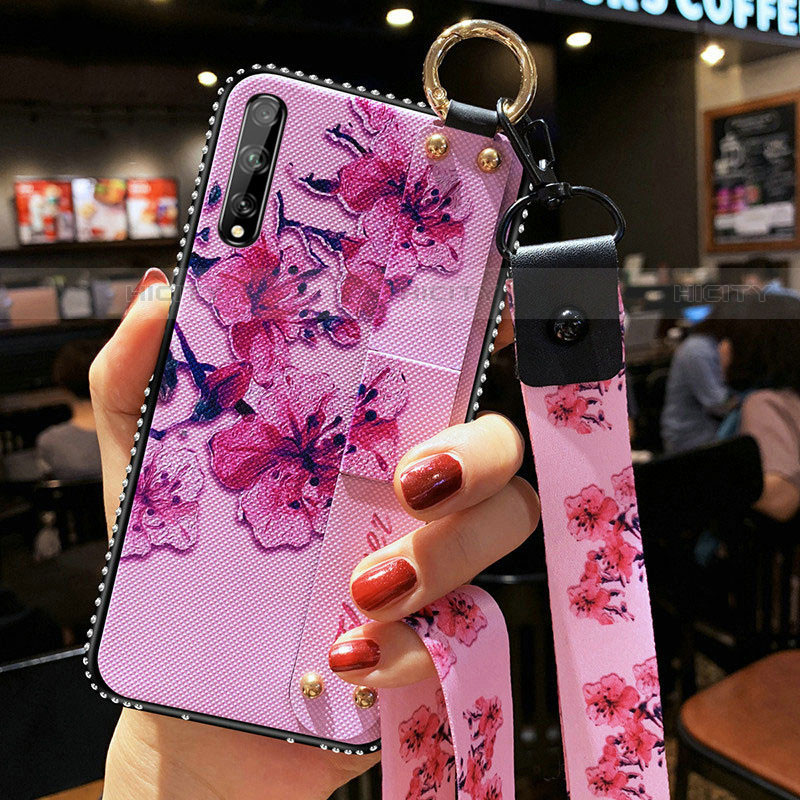 Coque Silicone Fleurs Souple Couleur Unie Etui Housse pour Huawei P smart S Violet Plus