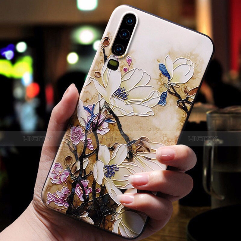 Coque Silicone Fleurs Souple Couleur Unie Etui Housse pour Huawei P30 Jaune Plus