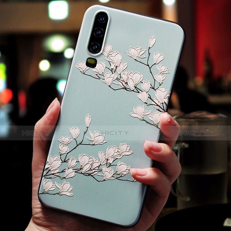 Coque Silicone Fleurs Souple Couleur Unie Etui Housse pour Huawei P30 Plus