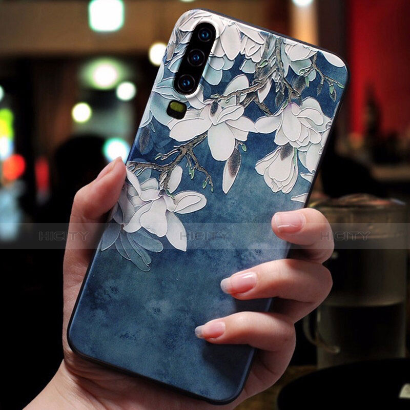 Coque Silicone Fleurs Souple Couleur Unie Etui Housse pour Huawei P30 Plus