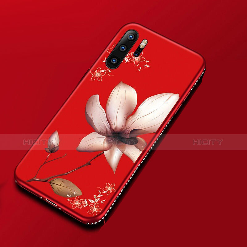 Coque Silicone Fleurs Souple Couleur Unie Etui Housse pour Huawei P30 Pro New Edition Rouge Plus