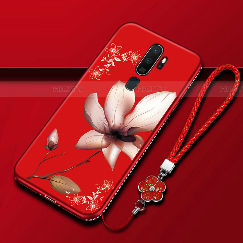 Coque Silicone Fleurs Souple Couleur Unie Etui Housse pour Oppo A11 Plus