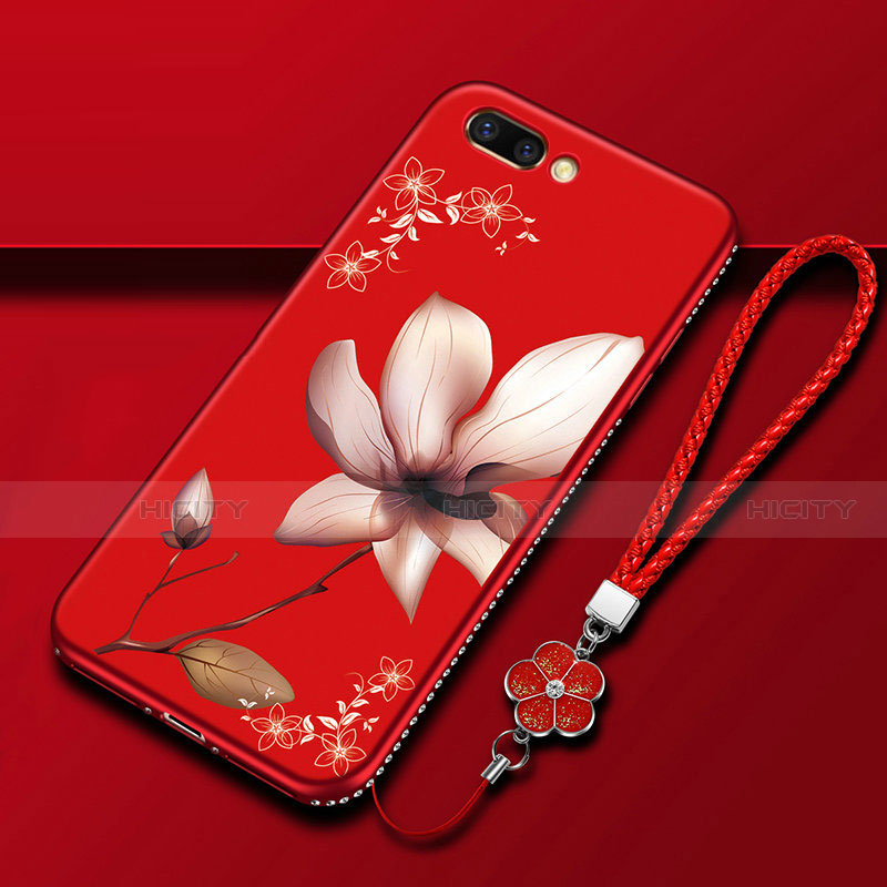 Coque Silicone Fleurs Souple Couleur Unie Etui Housse pour Oppo A12e Vin Rouge Plus