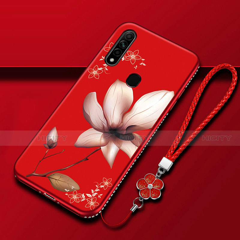 Coque Silicone Fleurs Souple Couleur Unie Etui Housse pour Oppo A31 Vin Rouge Plus