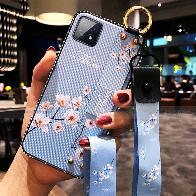 Coque Silicone Fleurs Souple Couleur Unie Etui Housse pour Oppo A72 5G Bleu Clair Plus